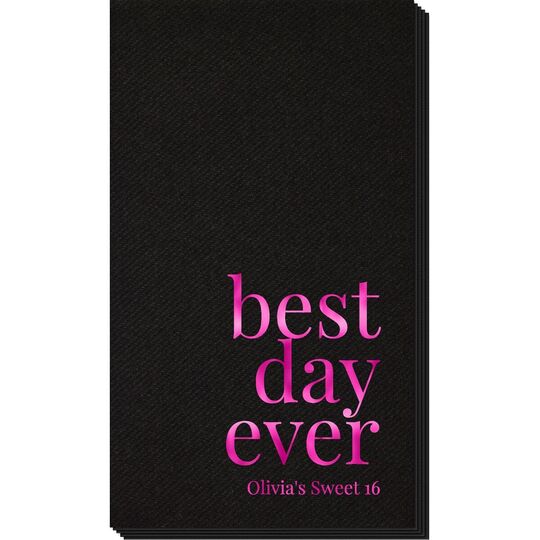 Best Day Ever Big Word Linen Like Guest Towels